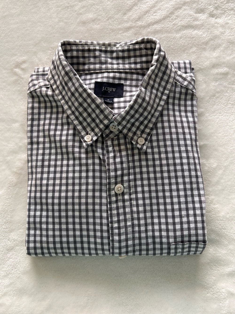 J. Crew Grey and White Gingham Button-Down Men’s Shirt Size M